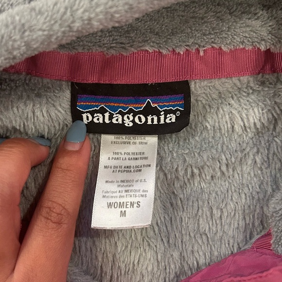 Patagonia Re-Tool Fleece Pullover Sweater Gray Pink Womens Size Medium - Picture 2 of 2